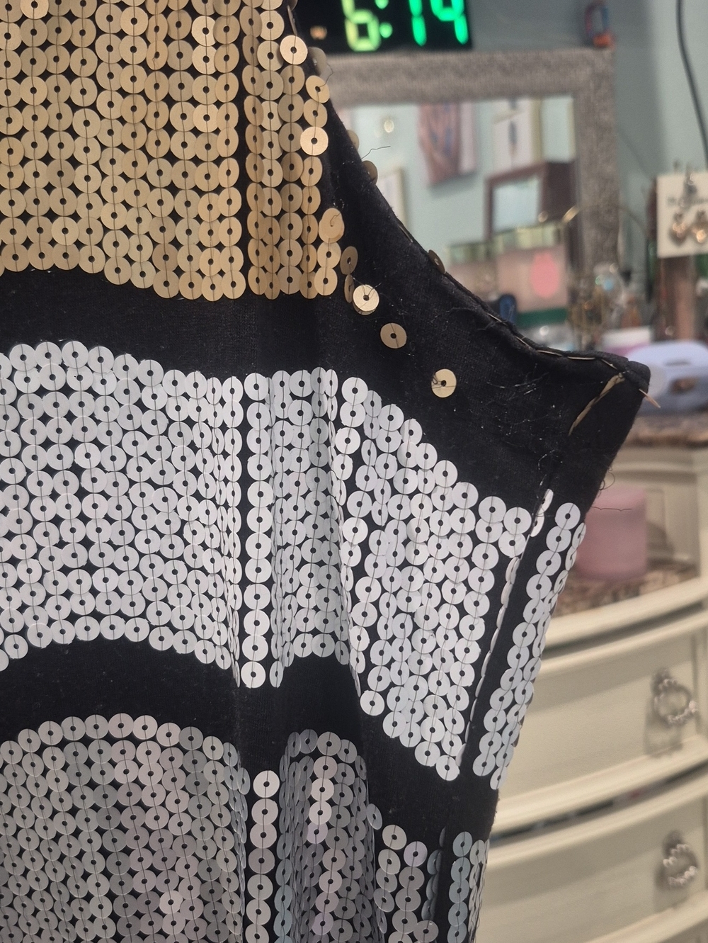 Sequin Striped Tank Dress in Gold, Silver, White, Rosegold & Black & A Wavy Tail - Picture 4 of 8